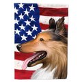 Carolines Treasures Collie Smooth Dog American Canvas House Flag - 28 x 0.01 x 40 in. CK6493CHF